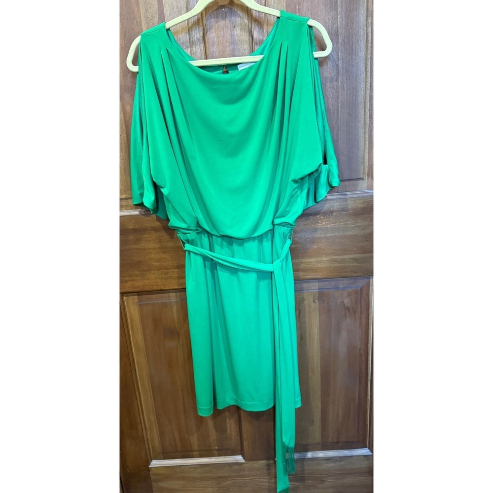 New York Company Green Cold Shoulder Dolman Sleeve Belted Dress Women XL